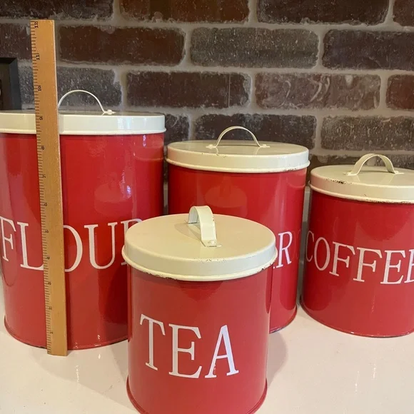 Red Kitchen Canister Set - Picture 2 of 4